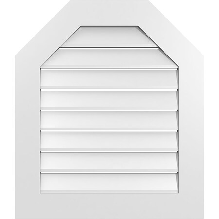 Ekena Millwork Octagonal Top Surface Mount PVC Gable Vent: Functional, w/ 3-1/2"W x 1"P Standard Frame, 26"W x 30"H GVPOT26X3001SF